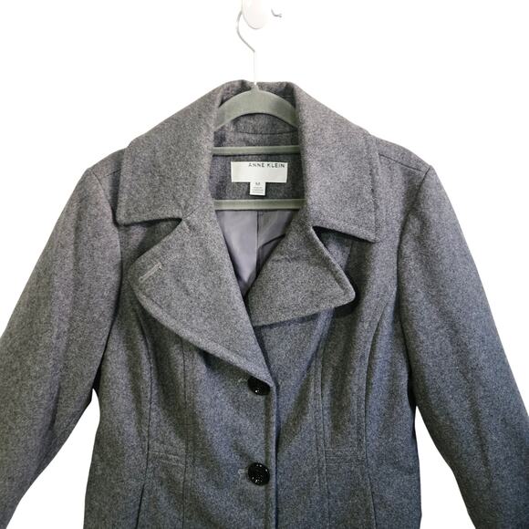 Anne Klein Women's Size S Longline Peacoat Gray Wool Blend Fall Academia NWT - Picture 2 of 7
